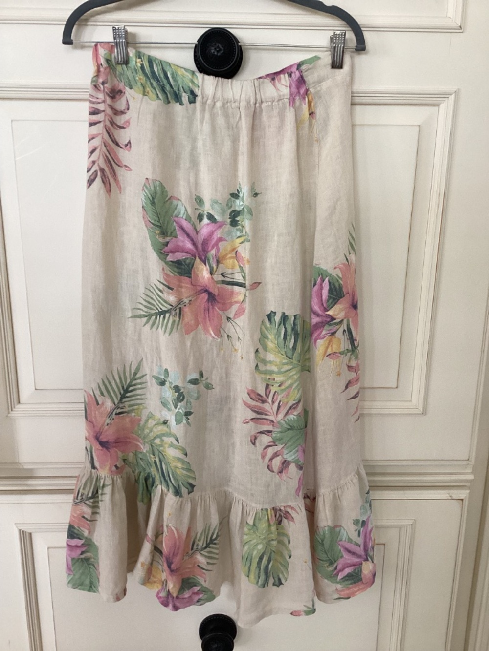 NWOT-LOGICA ITALIAN LINEN SKIRT - ASYMMETRICAL - TROPICAL PRINT - SIZE S - Picture 2 of 7